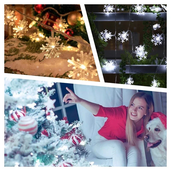 Świecący Łańcuch Śnieżynki LED